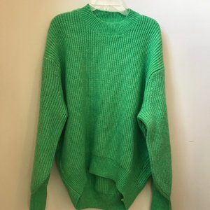 H&M Chunky Knit Green Sweater w/ Mock Neck
